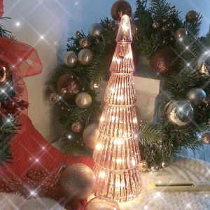 ANGY  Mini Christmas Tree Glass Night Light Xmas Romantic Christmas Tree Nightlight Holiday Atmosphere Glowing LED Luminous Decoration Home