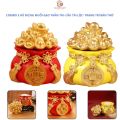 COMBO 3 Hũ Đựng Muối Gạo Tài Lộc Thần Tài May Mắn, Trang Trí Bàn Thờ Chiêu Lộc, Màu Vàng- Đỏ. 