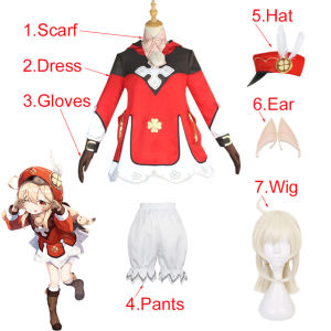 Game Genshin Impact Klee Cosplay Costume For Kids Cute girl Dress Lolita Full Set Anime Uniform Halloween Costume Carnival Party Props