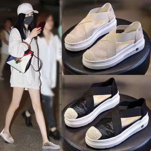 SS / Sandal wanita import premium quality warna Hitam / Cream S-06