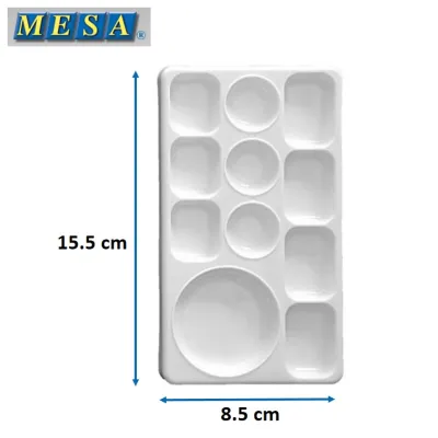 จานสีพลาสติก ตราเมซ่า mesa แบบกลม / แบบเหลี่ยม สีขาว รุ่น MP-1MP-6 จานสีอะคริลิค จานสีน้ำ จานสีวงกลม (Color palette)