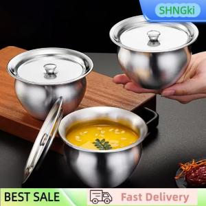 SHNGki Stainless Steel Steamed Egg Bowl Ramen Rice Fruit Salad Stew Bowls With Lids Soup Cup Food Container Kitchen Tableware Supplies