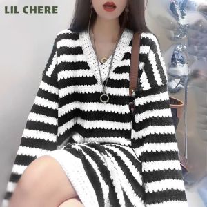 LIL CHERE Korean Style Sweater for Women Autumn Long-sleeved Knitted Sweater Loose Hollow-out Sweater