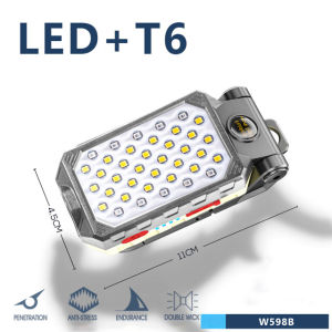 YUOO Portable LED COB Work Light Waterproof Flashlight 180° Folding USB Rechargeable Camping Lantern Adjustable Keychain Light with Power Display