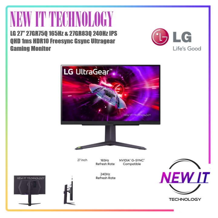 LG 27" 27GR75Q 165Hz & 27GR83Q 240Hz IPS QHD 1ms HDR10 Freesync Gsync ...