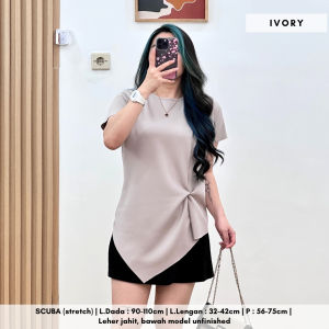 3075 ivone tied top scuba blouse atasan scuba
