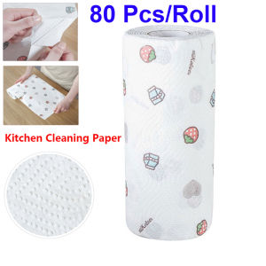 [Ready Stock]80Sheets/Roll Kitchen Paper Towel Dry/Wet Absorption of Oil and Water Washing Bowl Hand Wipe