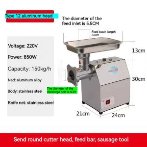 12 type meat grinder heavy-duty stainless steel food processing machine 150 kg/hour meat crusher meat beating and sausage filling machine