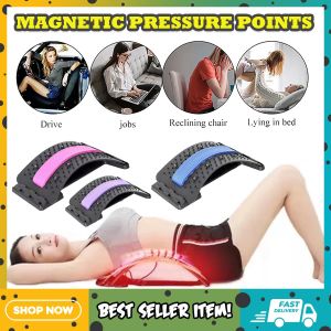 Back Massage Stretcher with Magnetic Acupressure Points Lumbar Support Device  Acupuncture Lower and Upper Back Pain Relief Relax Spine Back support for Lower Back pain Relief device Lumbar support stretcher (RANDOM COLOR)