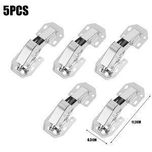 Polocat บานพับตู้สแตนเลส5ชิ้นบานพับบัฟเฟอร์ประตูแบบไม่มีรูเจาะ90องศาตู้เฟอร์นิเจอร์ชุดอุปกรณ์ฮาร์ดแวร์