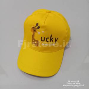 topi anak motif jerapah lucky good luck terbaru import korea laki-laki perempuan