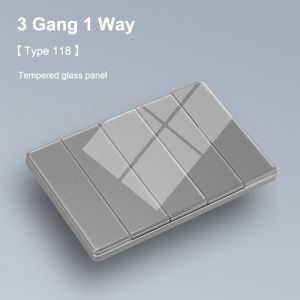 Switch Socket Panel Type 118 Household Switch Grey Glass Ultra-Thin Safety Socket For Bathroom 1/2/3/4 Gang 1/2 Way