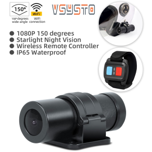 VSYSTO 1080P 150 Degrees Starlight Night Vision Helmet Camera and Wireless Remote Controller WiFi Waterproof for Helmet Dash Cam Installable on Helmets Bicycles Motorcycles