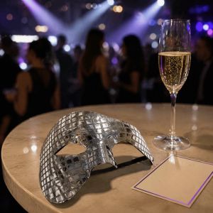 BEIBEI Glitter Material Disco Ball Mirror  Mirror Surface Steampunk Style Masquerade  Dancing Prop Metallic Costume  Halloween Costume