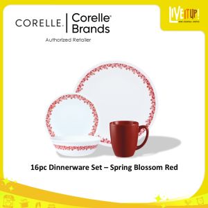 CORELLE 16pc Dinnerware Set – Spring Blossom Red