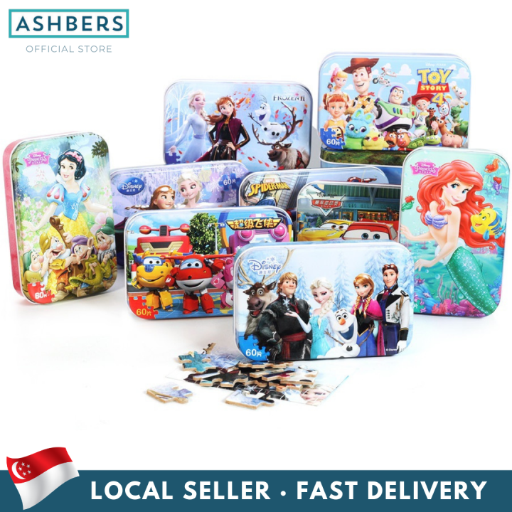 Jigsaw Puzzle for Kids, Disney Frozen Puzzles In Metal Box 60