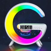 OOC ABS Wireless Charger Pad Stand Speaker RGB Night Light Wireless Charger Multifunction 3 In 1 Bluetooth Speaker Alarm Clock Bluetooth Speaker 3 In 1 Night Light Sound Music Player Fast Charging Station
