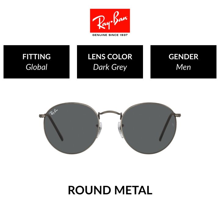 RAY-BAN ROUND METAL RB3447 9229B1 Global Fitting Sunglasses