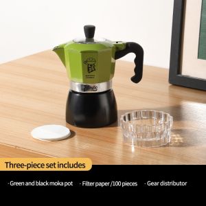 Bincoo van đôi ấm moka với bếp nhà Espresso bàn tay nhỏ Brew Bình đựng cà phê đặt máy pha cà phê các thiết bị 2 ly