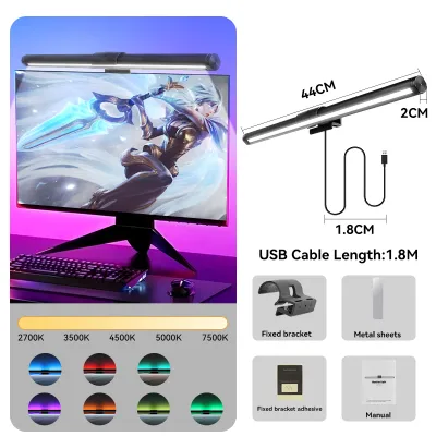 โคมไฟมอนิเตอร์ Touch Dimming Monitor Hanging Lamp USB โคมไฟแขวนจอคอม RGB Backlight Screen Light Bar สำหรับโคมไฟอ่านห