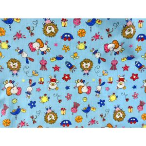 ผ้าเมตร ผ้าคอตต้อนทีซี ลายการ์ตูน ลายรวมสัตว์ หน้ากว้าง 45 นิ้ว หน่วยขายเป็นเมตร