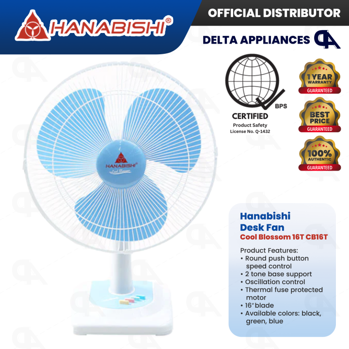 Hanabishi Cool Blossom 16T Desk Fan (Assorted Colors) Lazada