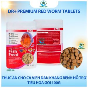 Thức ăn cho cá viên dán kháng bệnh hỗ trợ tiêu hoá gói 100g Dr+ Premium Red Worm Tablets