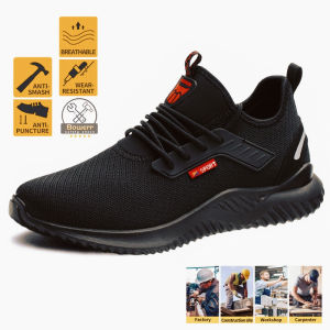 【Ready Stock】Mens Boots Waterproof Hiking Boots High-top Safety Boots Wear-resistant Running Shoes