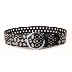 COSE Metal Buckle PU Leather Belt Korean Style Punk Y2K Girl Waistband Adjustable All-match Wide Waistband Outdoor