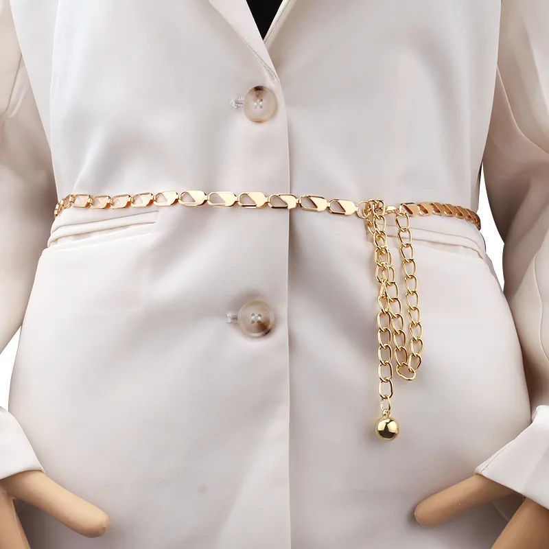 Fashion Women Belt Simple Chain Lady High Waist Gold Belts
