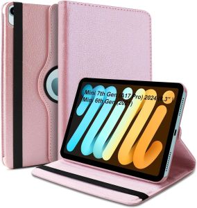 For iPad Mini 6 8.3" 2021 Ipad Mini 7 8.3" 2024 360 Degree Rotating Stand Cover Flip Leather Case