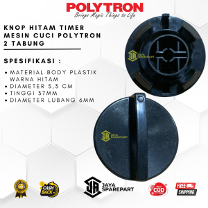 KNOP TIMER MESIN CUCI POLYTRON 2 TABUNG HITAM
