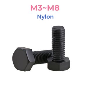 Đen Bu Lông Lục Giác Chìm Đầu Lục Giác Bằng Nhựa nylon din933 m3 m4 m5 m6 m8 Chiều Dài 6mm ~ 60mm
