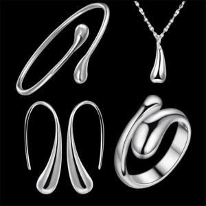 [COD] Big House 4Pcs Fashion Teardrop Jewelry Set For Women Simple Ring Necklace Bracelet Earrings Set For Banquet Wedding Jewelry