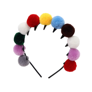 Rainbow Colorful Balls Headband for Festival Celebration Furry Pompoms Hairband Masquerades Party Headwear Carnivals Props