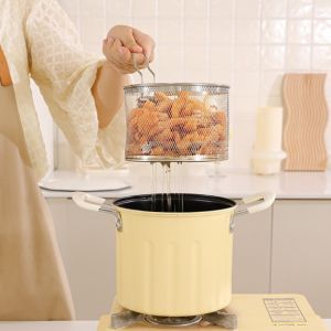 MINIFELE 262 with Mesh Strainer Basket Deep Fryer Pot Fine Iron 3L Japanese Tempura Fryer Pot Durable Multifunctional Frying Pot