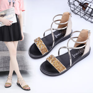 MANXIXI Brand Fashion Korean Version Flat Shoes Beautiful Soft Bottom Roman Sandals For Women 35-40 Size
