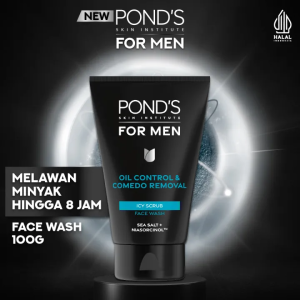 Pond’s Skin Institute For Men Oil Control & Anti Comedo Icy Scrub 100gr - Facial Wash Pria Melawan Minyak Berlebih & Mengangkat Komedo