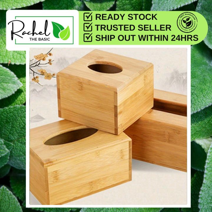 🔥[ready Stock] Premium Black Bamboo Tissue Box Holder Storage Paper Box 