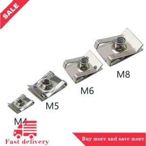 [COD] 10pcs Stainless Steel U Type Clips with Thread M6 M5 M4 M8 8mm 5mm 6mm 4mm Reed Nuts for Car Motorcycle Scooter ATV Moped