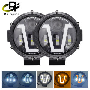 Đèn Pha LED 7Inch Đèn Pha Led Mắt Góc Hào Quang Màu Trắng Tín Hiệu Rẽ H4 Hi/Low Cho Urban 4X4 Jeep Wrangler Off Road