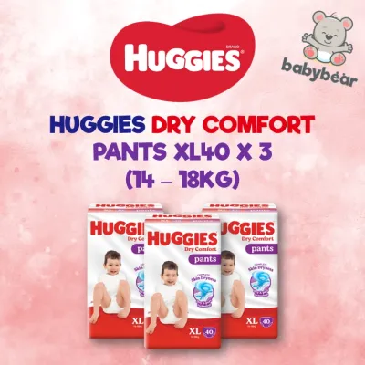[1 Carton] Huggies Dry Comfort Silver Pants X-Large 40 Pcs x 3 Packs (14-18 KG)