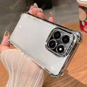 For Honor X7d 400Smart 5G 4G Clear Soft Plating Glossy Case Four Corners Shockproof Yellowing-Resistant TPU Ultra-thin Transparent Silicone Back Cover