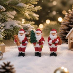 OOG Resin Craft Christmas Ornaments Micro Landscape Mini Size Christmas Santa Doll Versatile Style Home Decor Santa Claus Figurine Tabletop
