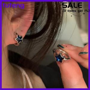 fufeng Y2k Hợp Thời Trang Dễ Thương Ngọt Ngào Sao Màu Xanh Hoop Bông Tai Cho Phụ Nữ Cô Gái Đơn Giản Mới Thời Trang Cổ Điển Bông Tai Đồ Trang Sức Thẩm Mỹ Quà Tặng