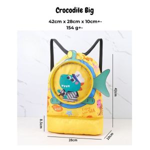 CTD Swimming Bag Children Swimming Backpack Waterproof Sports Backpack Beach Portable Cute Dry Wet Storage Pink Blue