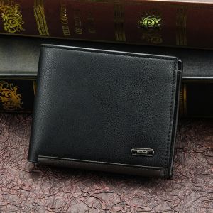 Mens Wallet Money Bag Solid Color Leather Large-capacity Fashion Retro Business Vintage Male Walltes Purse