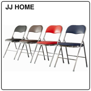 【JJ HOME】PU Leather Cushion Foldable Chair for Study Dining and Office