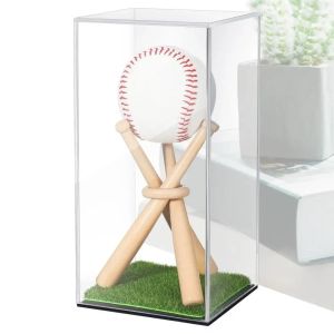 MEEU Acrylic Baseball Storage Boxes Dustproof UV Protection Baseball Holder Case Clear Square Cube Baseball Display Stand Team Sports
