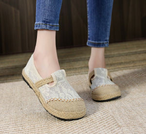 [Free Shipping] New Spring And Summer Fisherman Sandals Lace Mesh Slip-On Shoes Easy-To-Wear Loafers